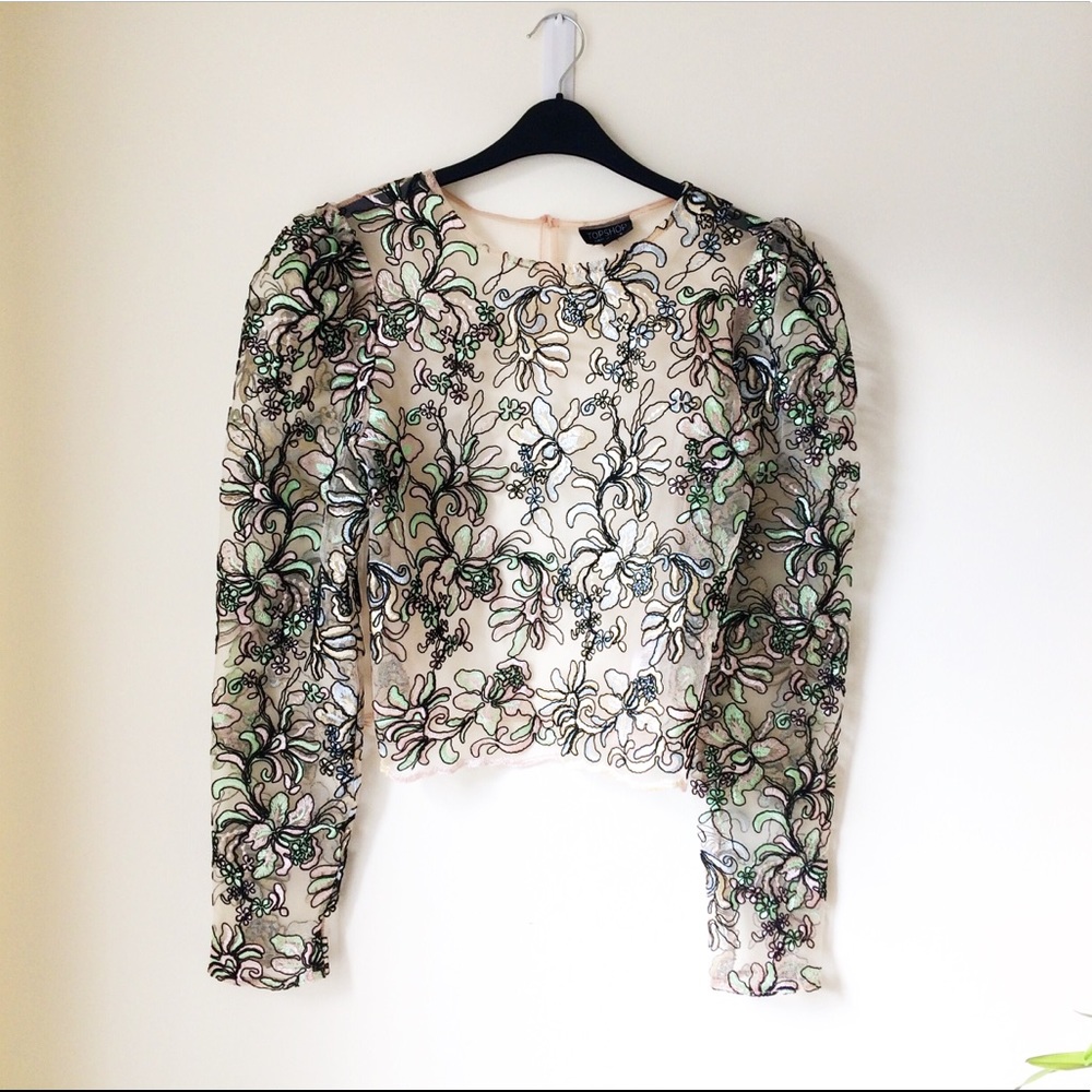 floral embroidered finemesh